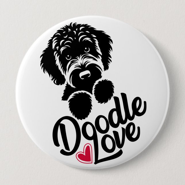 Chapa Redonda De 10 Cm Doodle Dog Love (Anverso)