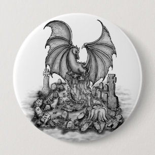 Chapa Redonda De 10 Cm Dragón con zombi