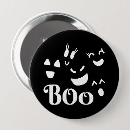 Chapa Redonda De 10 Cm Dulce Halloween BOO Fantasma Blanco y Negro