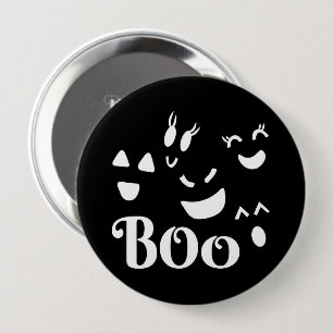 Chapa Redonda De 10 Cm Dulce Halloween BOO Fantasma Blanco y Negro