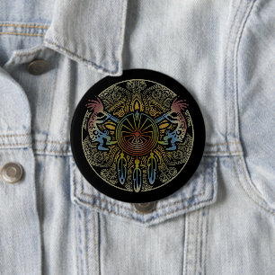 Chapa Redonda De 10 Cm Dúo Kokopelli - Hombre En El Maze - Dreamcatcher 1