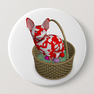 Chapa Redonda De 10 Cm Easter Bunny Cat