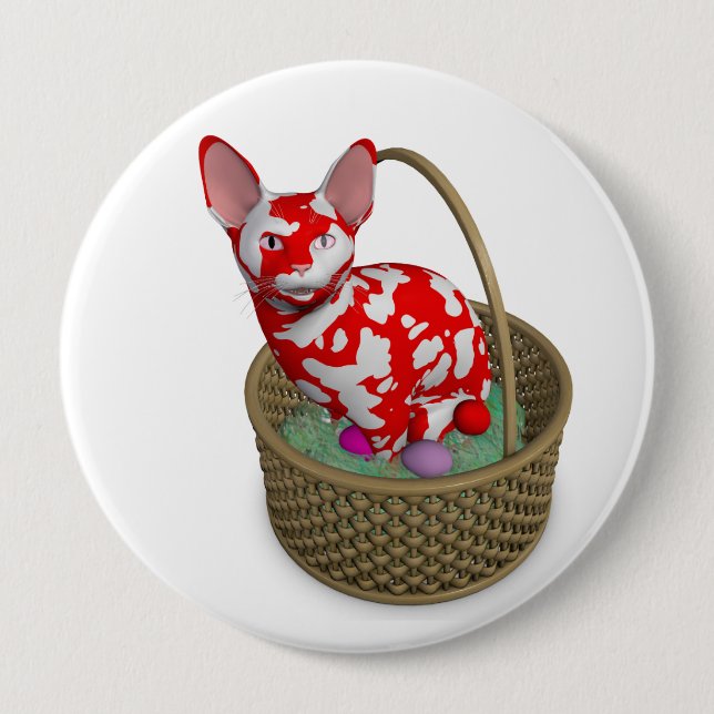 Chapa Redonda De 10 Cm Easter Bunny Cat (Anverso)