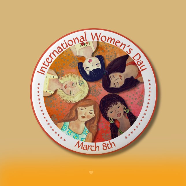 Chapa Redonda De 10 Cm El Día Internacional de la Mujer pintó un retrato  (International Women's Day painted Diverse Portrait Button)