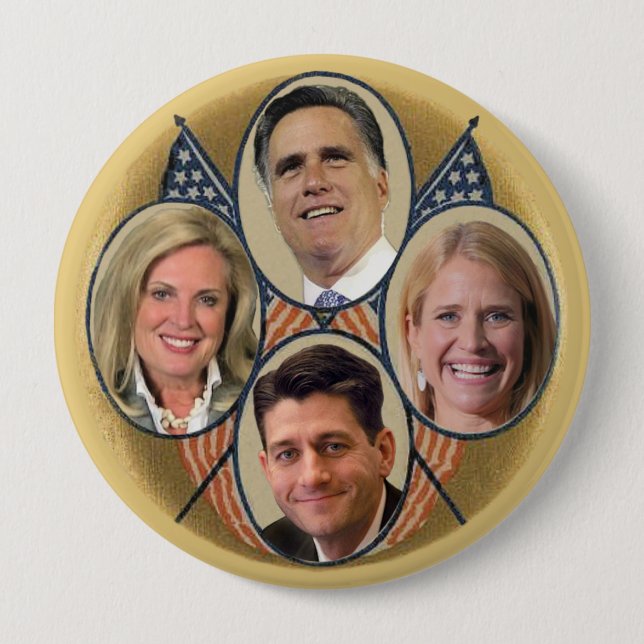 Chapa Redonda De 10 Cm El equipo de Romney Ryan (Anverso)