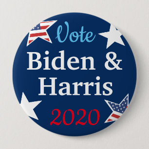 Chapa Redonda De 10 Cm Elecciones 2020 de Vote Biden y Harris American Fl