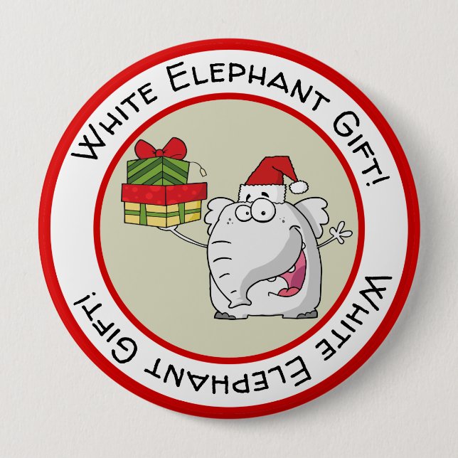 Chapa Redonda De 10 Cm Elefante blanco Santa Hat Regalos Personalizado (Anverso)