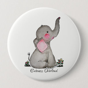Chapa Redonda De 10 Cm Elefante lindo del bebé de la acuarela con Rubor