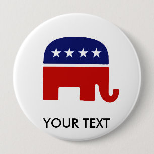 Chapa Redonda De 10 Cm Elefante republicano del elefante/GOP