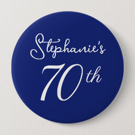 Chapa Redonda De 10 Cm Elegante fiesta de cumpleaños del Monograma Azul d