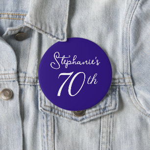 Chapa Redonda De 10 Cm Elegante Monograma púrpura 70 cumpleaños