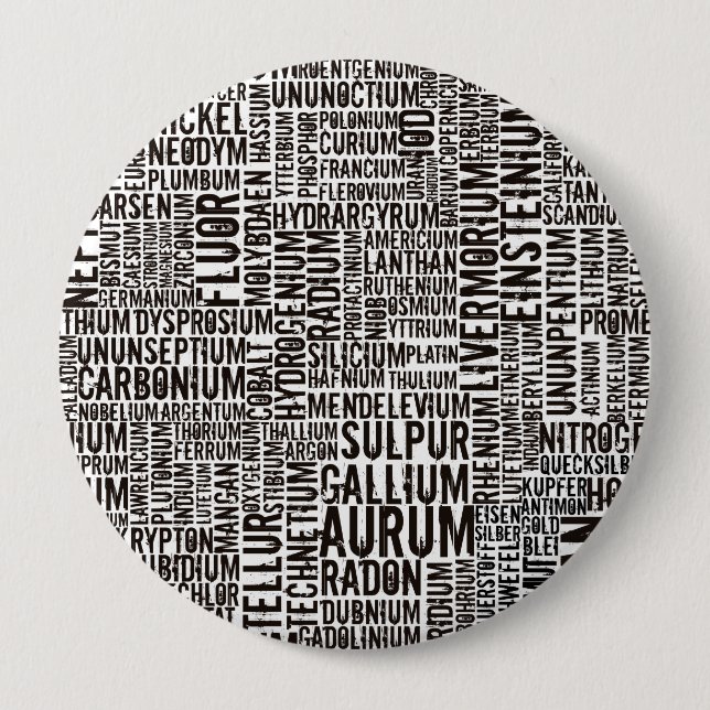 Chapa Redonda De 10 Cm Elementos químicos (Anverso)
