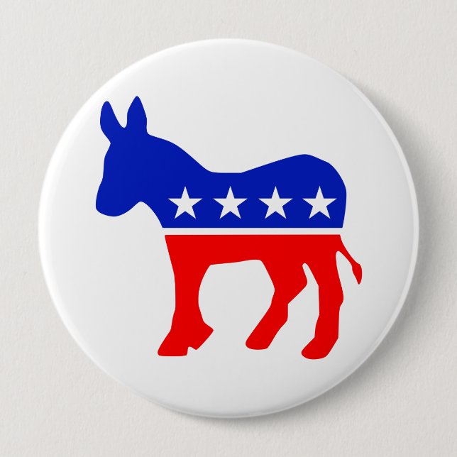 Chapa Redonda De 10 Cm Emblema político Fiesta democrático (Donkey) (Anverso)