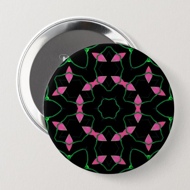 Chapa Redonda De 10 Cm Emerald and Pink Kaleidoscope (Anverso y reverso)