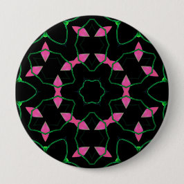 Chapa Redonda De 10 Cm Emerald and Pink Kaleidoscope