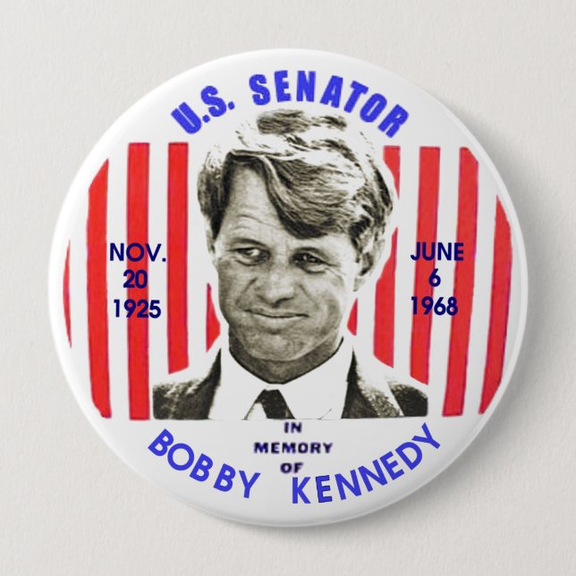 Chapa Redonda De 10 Cm En memoria de Bobby Kennedy (Anverso)