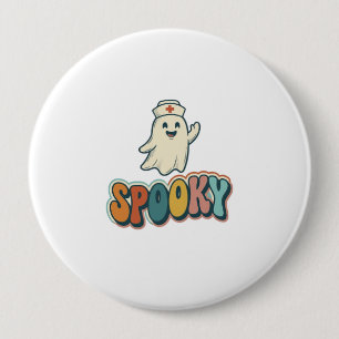 Chapa Redonda De 10 Cm Enfermera de Halloween Fantasma Espeluznante Retro
