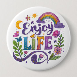 Chapa Redonda De 10 Cm "Enjoy Life" Button