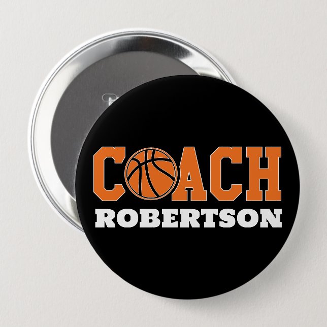 Chapa Redonda De 10 Cm Entrenador de baloncesto (Anverso y reverso)