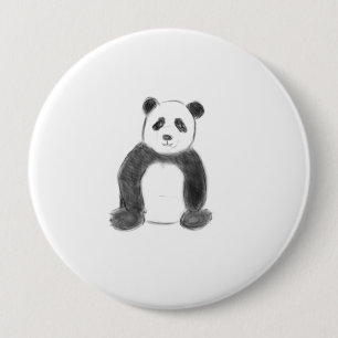 Chapa Redonda De 10 Cm Esbozo de panda blanco y negro