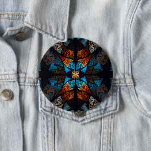 Chapa Redonda De 10 Cm Estrella acolchada abstracta en azules