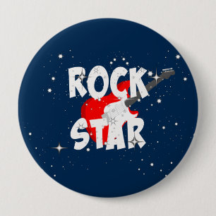 Chapa Redonda De 10 Cm "estrella de rock"