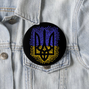 Chapa Redonda De 10 Cm Estrellas de tridente de heraldry de Ucrania