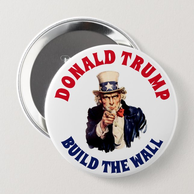 CHAPA REDONDA DE 10 CM ESTRUCTURA DE DONALD TRUMP LA PARED (Anverso y reverso)