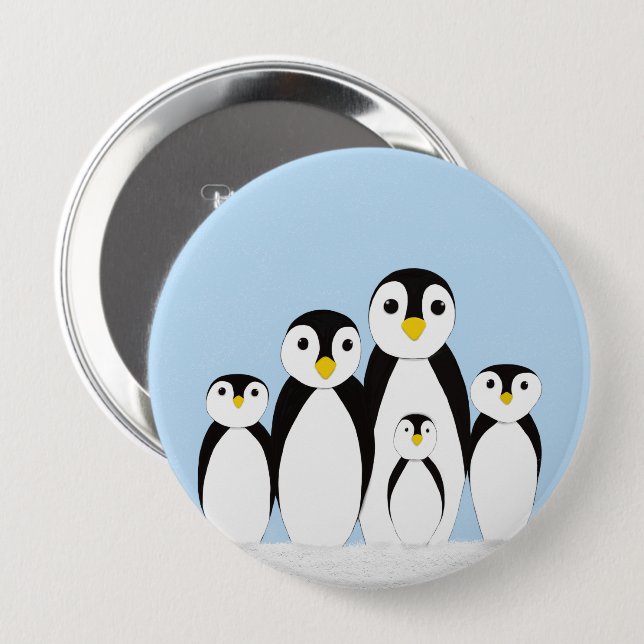 Chapa Redonda De 10 Cm Familia Cute Penguin (Anverso y reverso)
