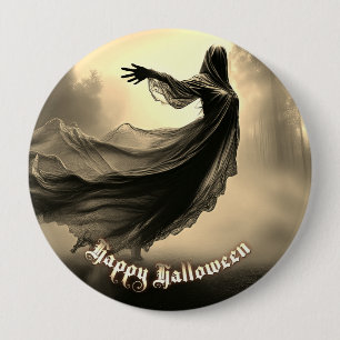 Chapa Redonda De 10 Cm Fantasma negra en Hellscape - Halloween