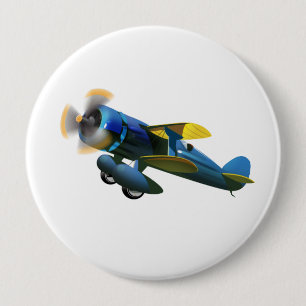 Chapa Redonda De 10 Cm Feliz cumpleaños avión vintage