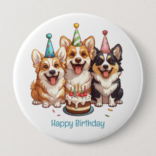 Chapa Redonda De 10 Cm Feliz cumpleaños Corgi Dogs