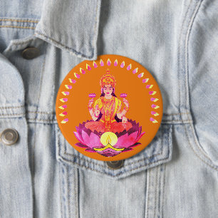 Chapa Redonda De 10 Cm Feliz Diwali - Diosa Deepalavi Lakshmi 1
