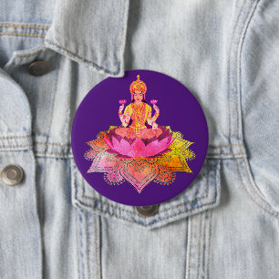 Chapa Redonda De 10 Cm Feliz Diwali - Diosa Deepalavi Lakshmi 4