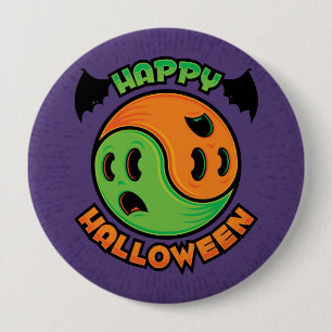 Chapa Redonda De 10 Cm Feliz Fantasma de Halloween Yin-Yang
