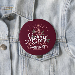 Chapa Redonda De 10 Cm Feliz Navidad Árbol de Navidad Lindo Xmas Fiesta d