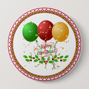 Chapa Redonda De 10 Cm Feliz Navidad, diseño festivo,