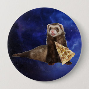 Chapa Redonda De 10 Cm Ferret Weasel PIzza Slice Espacio de nebulosa