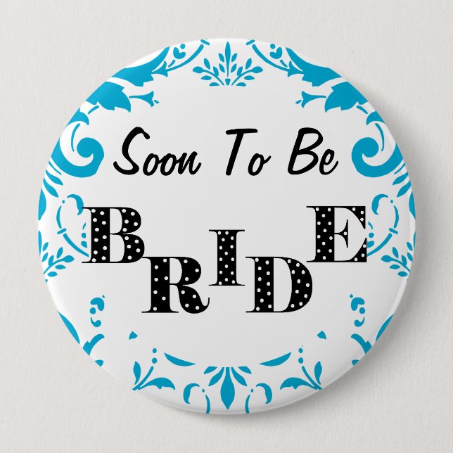 Chapa Redonda De 10 Cm Fiesta de Bachelorette - Turquesa (Anverso)