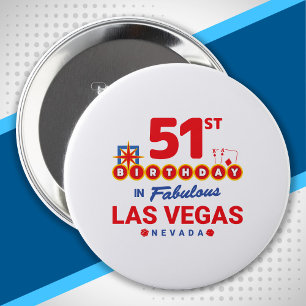 Chapa Redonda De 10 Cm Fiesta del Cumpleaños de Las Vegas - Cumpleaños 51