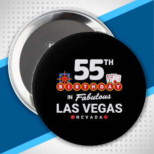 Chapa Redonda De 10 Cm Fiesta del Cumpleaños de Las Vegas - Cumpleaños 55