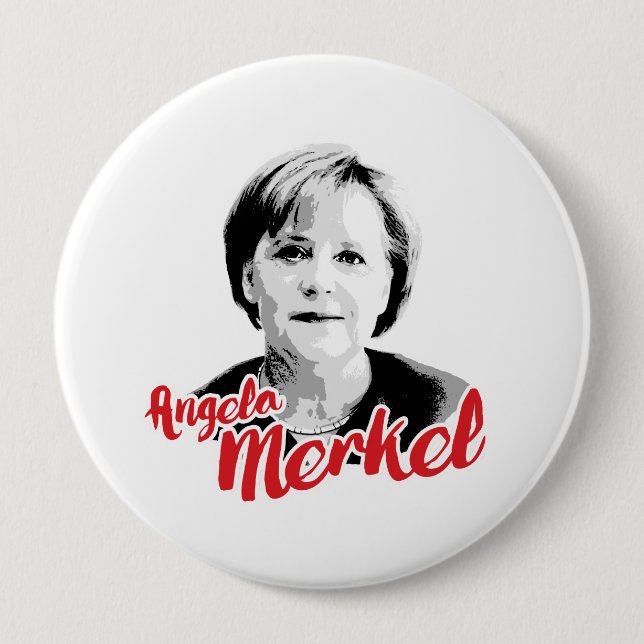 Chapa Redonda De 10 Cm Firma de ANGELA MERKEL - - - (Anverso)