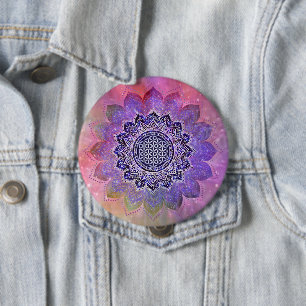 Chapa Redonda De 10 Cm Flor de la Vida - Estilo Vintage Galaxia Espacio 1