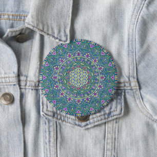 Chapa Redonda De 10 Cm Flor De Vida - Mandala Estilo India 1