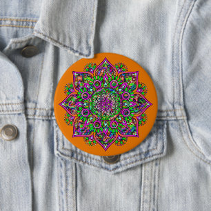Chapa Redonda De 10 Cm Flor de vida - Mandala india 1