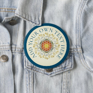 Chapa Redonda De 10 Cm Flor De Vida - Ornamentos Vintage Mandala 1