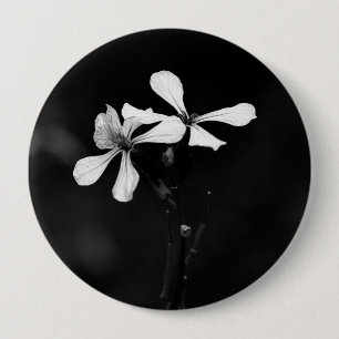 Chapa Redonda De 10 Cm floral en blanco y negro minimalista