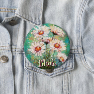 Chapa Redonda De 10 Cm Floral Impresionista Personalizado de Margaritas e