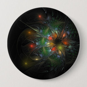 Chapa Redonda De 10 Cm Flores de fantasía fractal blandas y tendientes