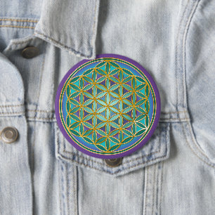 Chapa Redonda De 10 Cm FLORES DE LA VIDA - Diseño de Geometrias Sagradas